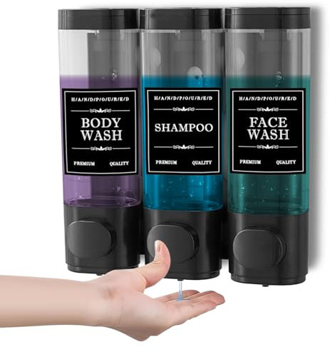 Dispenser di Sapone per Fissaggio a Parete, Set da 3 Dispenser per Gel Doccia o Detergente per Sapone da Parete, Dispenser di Sapone per Casa, Bagno, Cucina