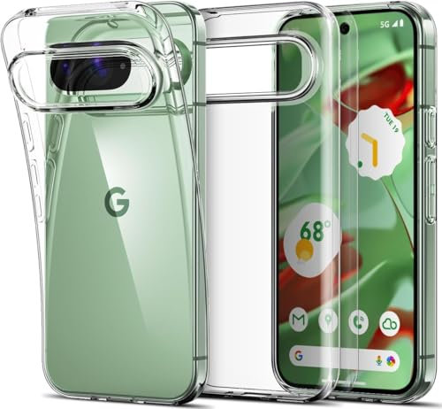Oprimio Coque transparente pour Google Pixel 9 [Coque en silicone] [%100 % transparent] [Matériau allemand] [Ultra fin] Coque de protection transparente pour Google Pixel 9