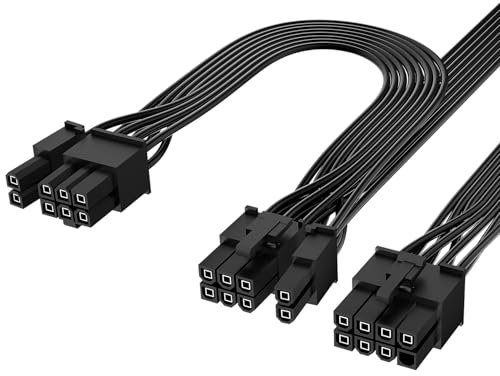 J&D PCIe Cable, 60 cm 8 Pin to Dual 6+2 Pin, Male to Male GPU Power Cable, Compatible with ARESGAME Modular Power Supplies (60cm+18cm), 1Pack