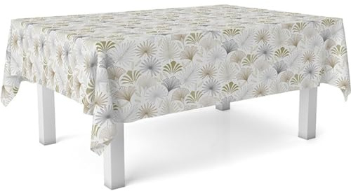 ECOMMERC3 Nappe en Toile cirée rectangulaire Taille 220x140 cm - Style, durabilité et Facile d'entretien pour Votre Table - Nappe en Toile cirée Anti-Taches et imperméable PALMITO Beige | Tissu en PVC résistant – Imperméable – Résistant aux taches – Facile à nettoyer avec un chiffon humide – Qualité d'Espagne