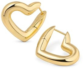 Amberta Trenige Klobige Herz Creolen Für Damen | Modische Herz Ohrringe, Huggie Love Freundschaftsgeschenk: 14k Vergoldete 25 Mm Statement-creolen