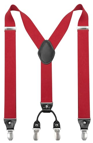 JEMYGINS Hosenträger Herren breit 3,5 cm mit 4 Hosenträger Clips in Y-Form Elastisch und Längenverstellbar