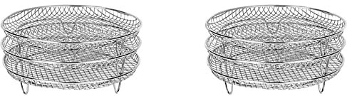 Ohewiiuk 2X Air Fryer Three Stackable Dehydrator Racks for Gowise Stainless Steel Air Fryer Rack Fit All 4.2-5.8QT