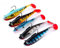 Fhioevt 5 Pezzi Esche Artificiali in Silicone Mare Esche da Pesca Morbida esche da Nuoto 8 cm Swimbait Artificiale con T-coda Esca Pesca per Spigole Bass Lucci Trote Pesci Carnivori (9,5 g)