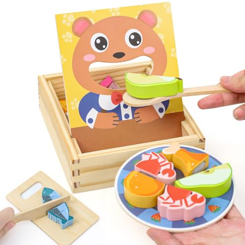 LZDMY Cucina giocattolo per bambini Accessori in legno, giocattoli da cucina Alimenti da tagliare, Giocattoli per l'alimentazione Cucina Giochi di ruolo Bambini Compleanno Regalo di Natale
