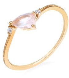 Wycian Verlobungsring Damen Rosa, Damen Ring Rosegold mit Stein 14K Roségold Kristall Rosa Herzform mit Moissanit Weiß Größe 61 (19.4) für Jahrestag