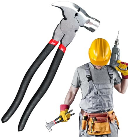 Zaunzellenwerkzeug, Zaundrahtabzange, Hammerkopfzange, 10,5 -Zoll -Zaunnagel -Multi -Fechten -Werkzeug mit Hammerkopf zur Installation und Entfernung von Dehnungsdraht