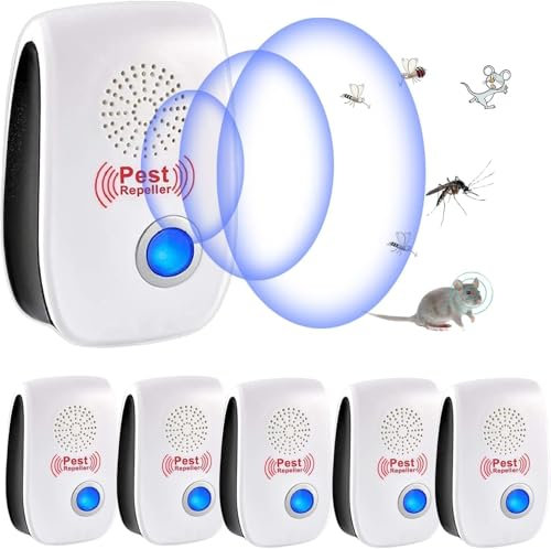 Repelente Ultrasónico de Plagas, 6 Pack Electrónico Repelente Mosquitos Control de Plagas, Repelente Ultrasónico Mosquitos para Anti Mosquitos, Moscas, Ratones, Cucarachas, Arañas, Roedores