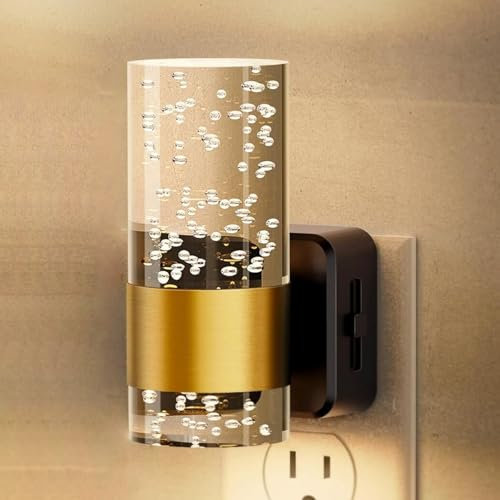 Calenxy Luz nocturna con sensor crepuscular, 1 unidades LED lámpara de noche para niños, luz blanca cálida 3000 K, brillo ajustable 0-100 lm, luz de enchufe para pasillo, escalera, dormitorio