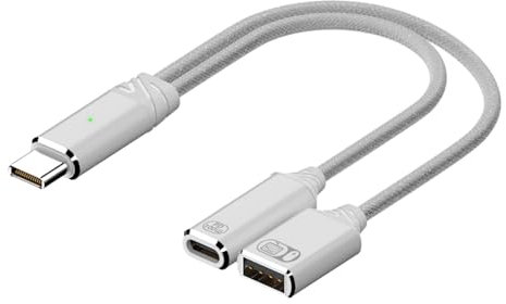 IVIVTOR Adaptador OTG USB C 2.0 - Duplicador Tipo c Splitter Cable con Carga rápida PD de 100 W Compatible Portátil Tableta y Teléfono (Blanco)