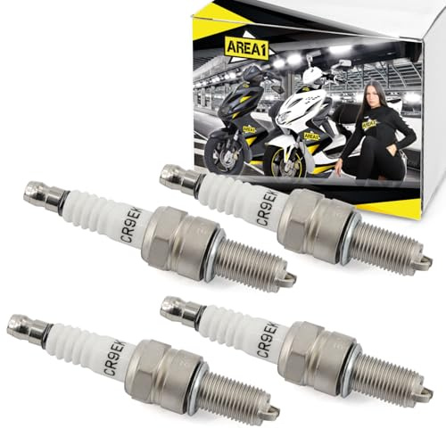 Area1 Motorrad Zündkerze 4x Typ CR9EK (Iridium/entstört) passend für z.B. Yam. FZ600, YZF 600 750, YZF-R1 SP 1000, FZR600 Genesis FZR1000 Fazer, FZ6, FZ1000, WR 250 F/R/X, CBR 125, Alp 4.0 (U27ETR)