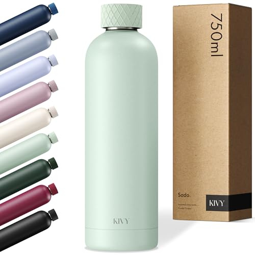 KIVY Edelstahl Trinkflasche 750ml - Auslaufsicher & Kohlensäure geeignet | 24h kalt | 18h Heiß - Thermosflasche - Isolierflasche - Wasserflasche Edelstahl - Thermo Trinkflasche Metall - BPA-Frei