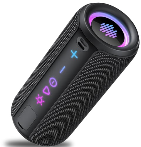 TIMU Bluetooth Speaker Portable Wireless Bluetooth Speakers with HD Stereo Sound, Bluetooth 5.4 TWS Pairing 30H Battery Life with Led Light for Outdoor/Party/Sport/Travel/Gifts.