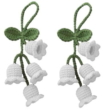 Wpppan 2Pcs Creative Knitted Orchid Flower Keychain Charms Crochet Flower Pendant for Car Key Purse Phone Supplies Mini Macrame Keychains Boho Macrame Bag Charms or Car Key Purse Phone Wallet
