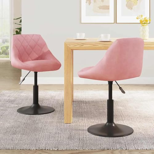 QZZCED Sedie da Pranzo Rotanti 2 Unità Velluto Rosa Sedie da Pranzo Rotanti Moderne, con Regolazione dell'Altezza e Base Robusta