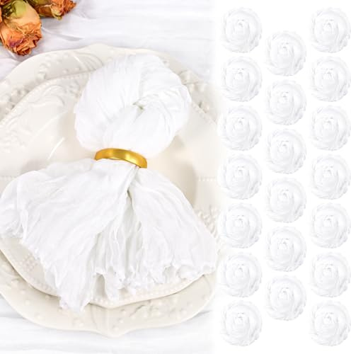 20 Pack Weiß Käsetuchservietten 20x20 Waschbare Boho-Stoffservietten Set mit 20 faltigen Käsetuchservietten Gaze-Tischserviette für Hochzeitsfeier, Babyparty, Geburtstagsdekoration
