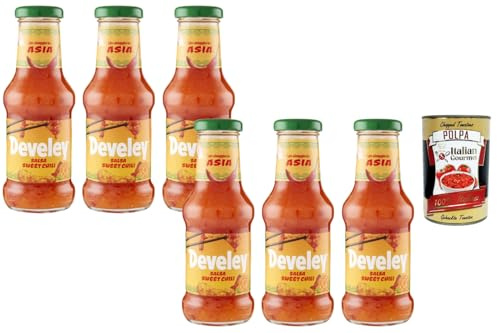 Italian Gourmet Salsa Sweet Chili Asia – 6 × 250 ml süß-pikante Asia-Sauce, ideal für Frühlingsrollen, Wok, Chicken & Reisgerichte + Italian Gourmet Polpa