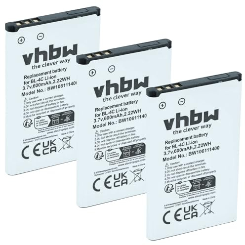 vhbw 3X Akku kompatibel mit Nokia N-Gage | N91, X2-00, X2 Handy Smartphone Telefon (600 mAh, 3,7 V, Li-Ion)
