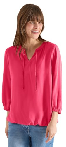 Cecil Damen 3/4-Arm Bluse mit Split Neck und Bändern