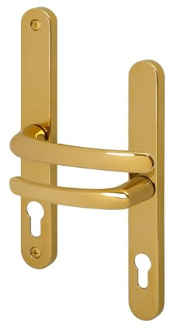 EAI Polished Brass UPVC Door Handles, 68mm PZ Centres, 215mm Screw to Screw
