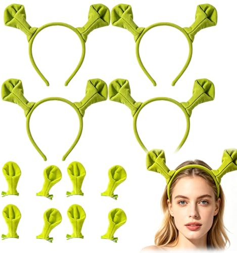 PWCTNT Ogre Ears, Halloween Kostüm, 12 Stück Karneval Accessoires, 4 Haarreifen und 8 Haarspangen für Kostümpartys, Thementreffen und Familienfeiern