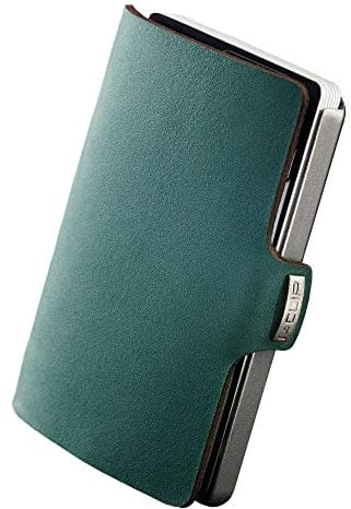 I-CLIP Original Slim Wallet - Leder Geldbörse mit Geldklammer - Glattleder Opal mit silbernem Rahmen