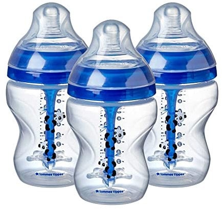 Tommee Tippee Decorated Advanced Anti-Colic 260 ml Bottles, Boy, 3 Count (Pack of 1)