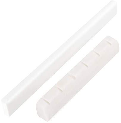 X-Mile Knochengitarre Aus Echtem Knochen Gitarre Brücke Sattel und Nut Ersatz für 6 String Klassik Gitarre Teile Sattel Nuss Mutter Ersatz zum Klassisch Akustikgitarre Ersatz Weiß