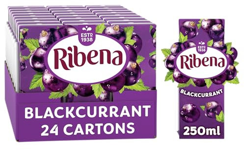 Ribena Blackcurrant Juice Drink Cartons - Multipack 24x250ml | Real Fruit | Rich In Vitamin C | No Artificial Colours or flavours | Perfect For On The Go