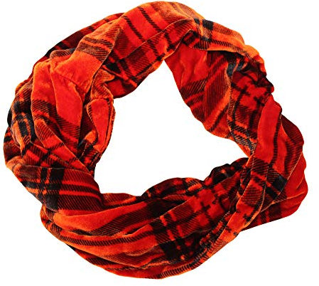 Ladycrow Twisted-Rosa-Silber-Grau Marmalade Orange Schwarz Rot Tartan Seidensamt Unendlichkeit Schal, Marmalade