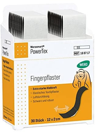 Werosmart® Pflasterspender-Einsätze Fingerpflaster 12 x 2 cm (Textil | Schwarz | Extrastark)