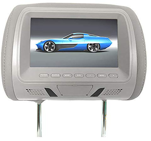 Gemini_mall Universal 7 Inch Car Headrest Monitor Rear Seat Entertainment Multi-media Player for DVD Player and Video Games Grey