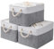 Yawinhe Storage Baskets with Handles, Box with Drawstring Cover, Collapsible Bins for Organizing Home and Office, 3 Pack, Large Size, White/Grey, SNK003WGL