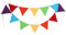 PREMYO Wimpelkette Kinderzimmer Unisex Stoff - 12 Wimpel Girlande Beidseitig - Babyzimmer Deko Regenbogen Bunt