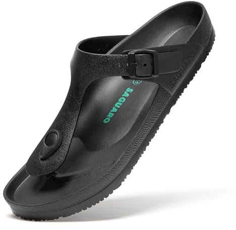 SAGUARO Chanclas para Mujer Hombre Ligero Secado Rápido Flip Flips de Playa Antideslizante Verano Zapatos de Baño Cómodo Sandalias Piscina, Slipper Negro 47