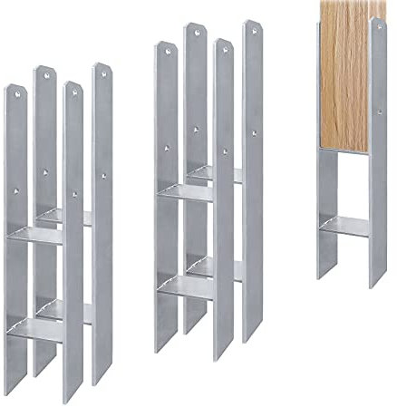 Aufun 4 Stück H-Pfostenträger in Ausführung 101mm H-anker H-Form Stahlträger- 600 mm Länge, Materialstärke 5mm (4 Stück 101mm)