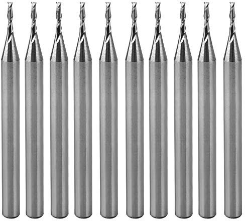 Timelee 10 Stück 1/8 Zoll Schaft 1,0 mm x 4 mm Hartmetall-Flachfräser, CNC-Fräser, 2 Rillen für Acryl, PVC, MDF, Hartholz