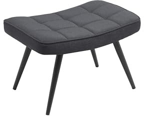 byLIVING Hocker UTA/gepolsterter Fußhocker in Web-Stoff dunkel-grau mit Ziersteppung/Gestell schwarz pulverbeschichtet/Fuß-Ablage/Sitzhocker/Fußbank / 60 x 39 x 41 cm (BxHxT)