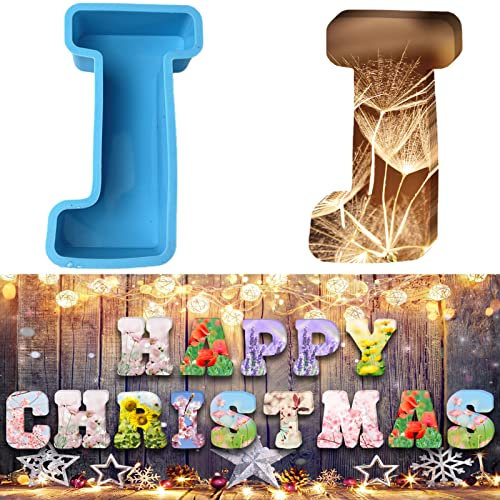 Moule en silicone 3D avec grandes lettres de l'alphabet pour résine ou pâtisserie en forme de lettre J 15,2 cm