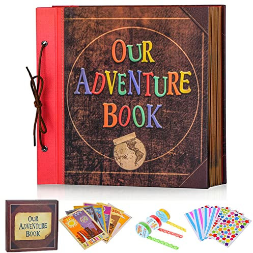 Our Adventure Book, 30,5 x 30,5 cm, großes handgefertigtes Reise-Scrapbook, 60 Seiten, DIY-Album für Jahrestag, Hochzeit, Reisen, Schreiben, Baby, Freunde, Familie, Geschenke für Paare (Our Adventure