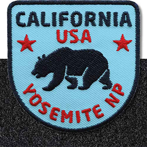 Klettpatch - Kalifornien Patch gestickt/Klett Patches Aufnäher Abzeichen Applikation auf Kleidung Rucksack/USA Amerika Flagge Flag Bär Blau/Club of Heroes (Blau)