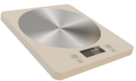 SMSOM Échelle de la Cuisine, Digital G/ML/oz/LB.Oz pour, Cuisson, préparation de Cuisson et de Repas, Panneau en Acier Inoxydable 304 (Color : Beige)
