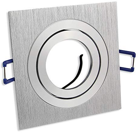 6x Einbaurahmen Set flach für GU10 230V - 80mm Bohrloch, Rahmen schwenkbar für optimale Lichtverhältnisse - elegantes Design, schicke Optik und hochwertige - für LED und Halogen | silber - eckig