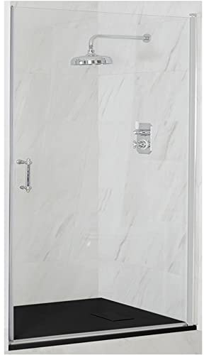 MILANO Chrome Hinged Door Frameless Shower Enclosure Graphite Tray 900x1200