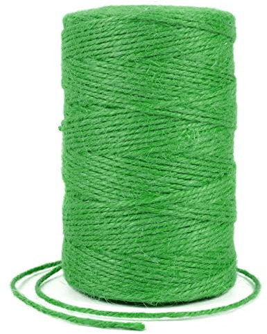 Uiopa Juteschnur 2mm x 200m, Jutegarn Juteseil Hanfseil Gartenschnur Paketschnur Naturfaser, 3-Lagig Jute Schnur für Garten, DIY Basteln, Geschenkverpackung, Weihnachtsdekoration (Grün)