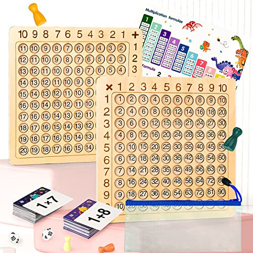 OneNine Hölzerne Montessori Multiplikation & Addition 2 in 1 Mathe Board Game, 1x1 Rechnen Lernen Spiel Multiplikationsbrett Multiplikationslehrmittel für Die Frühkindliche Bildung