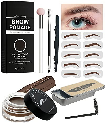 16Pcs Brauen Makeup Kit, Augenbrauen Creme und Clear Braue Wachs Styling Gel, Filled & Sculpted Eyebrows, mit Augenbrauen Schablone, Brow Tool, Langlebig Wasserfest, Super Hold Augenbrauenfarbe-01