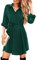 Beluring Women's Casual V Neck Long Sleeve Dress Tunic Shirt Dresses Dark Green Size 12 14