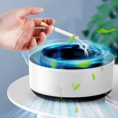 Indoor Ashtray - 2 in 1 Multifunctional Ashless Air Purifier with Filter Ashtray, Best for Family Car or Office ，White