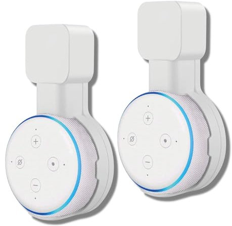 Sintron 2X Smart Home Lautsprecher Wandhalterung Holder für Dot 3. Generation & Google Mini, Halterung Ständer mit integriertem Kabelmanagement, für Küche, Bad & Schlafzimmer, Keine Schrauben (Weiß)
